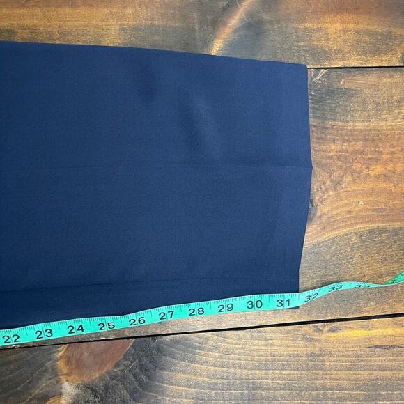 Eileen Fisher Navy Blue Silk Straight Leg Side Zip Trouser Pants Women's Large - Picture 9 of 10